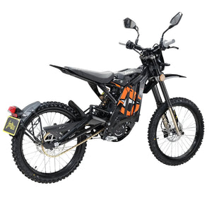 Black and orange sur-ron dirt bike