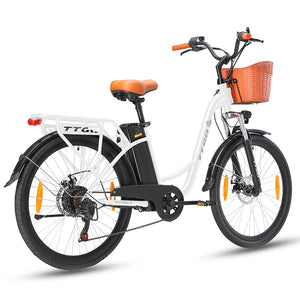 step-through electric bike with a basket