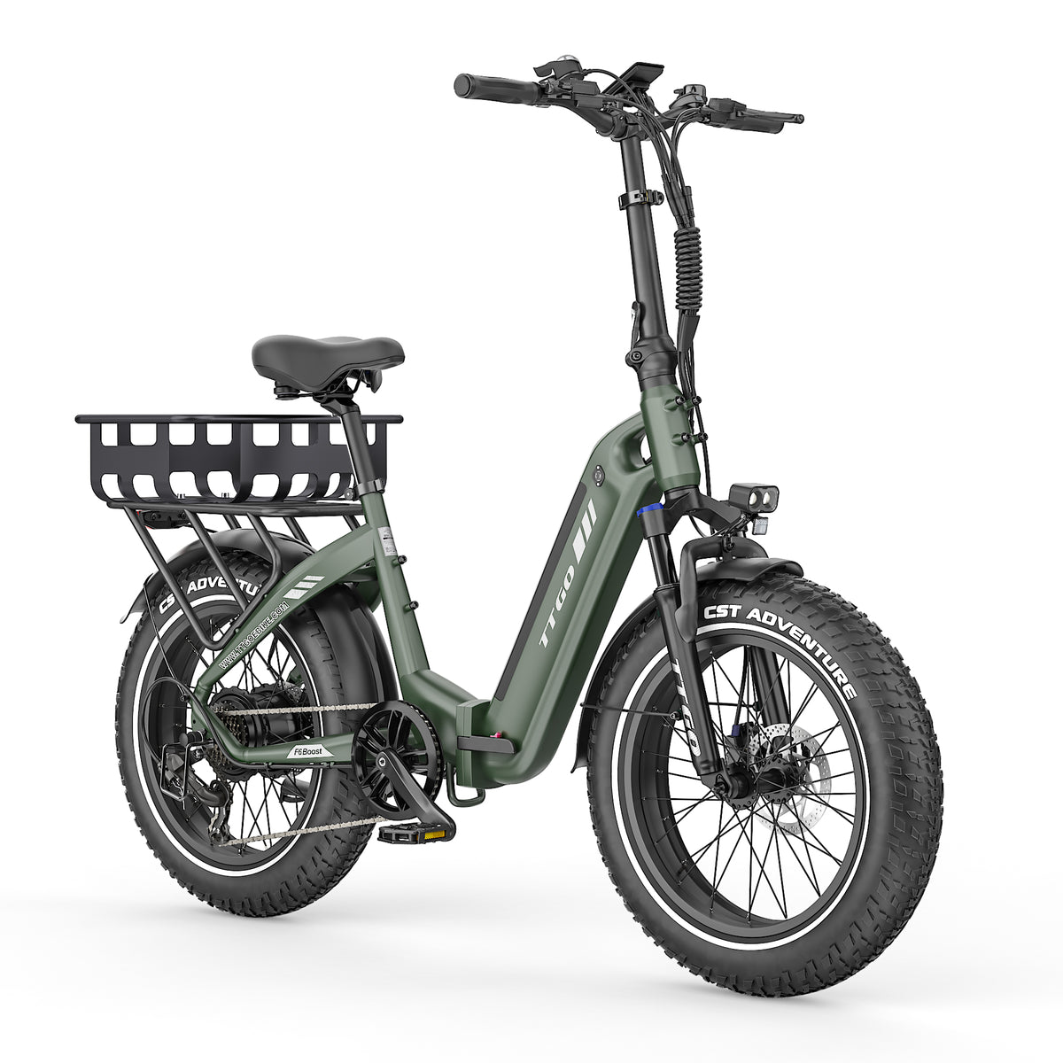 TTGO F6 Boost 20" Folding Fat Tire Electric Bike with Optional Front and Rear Baskets