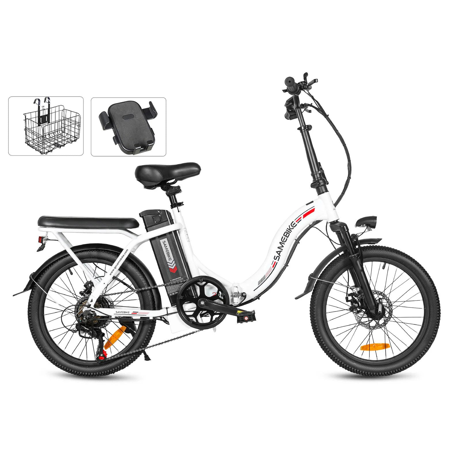 Samebike CY20 Foldable Commuter Electric Bike with basket