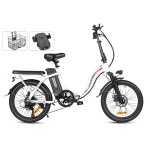 Samebike CY20 Foldable Commuter Electric Bike with basket