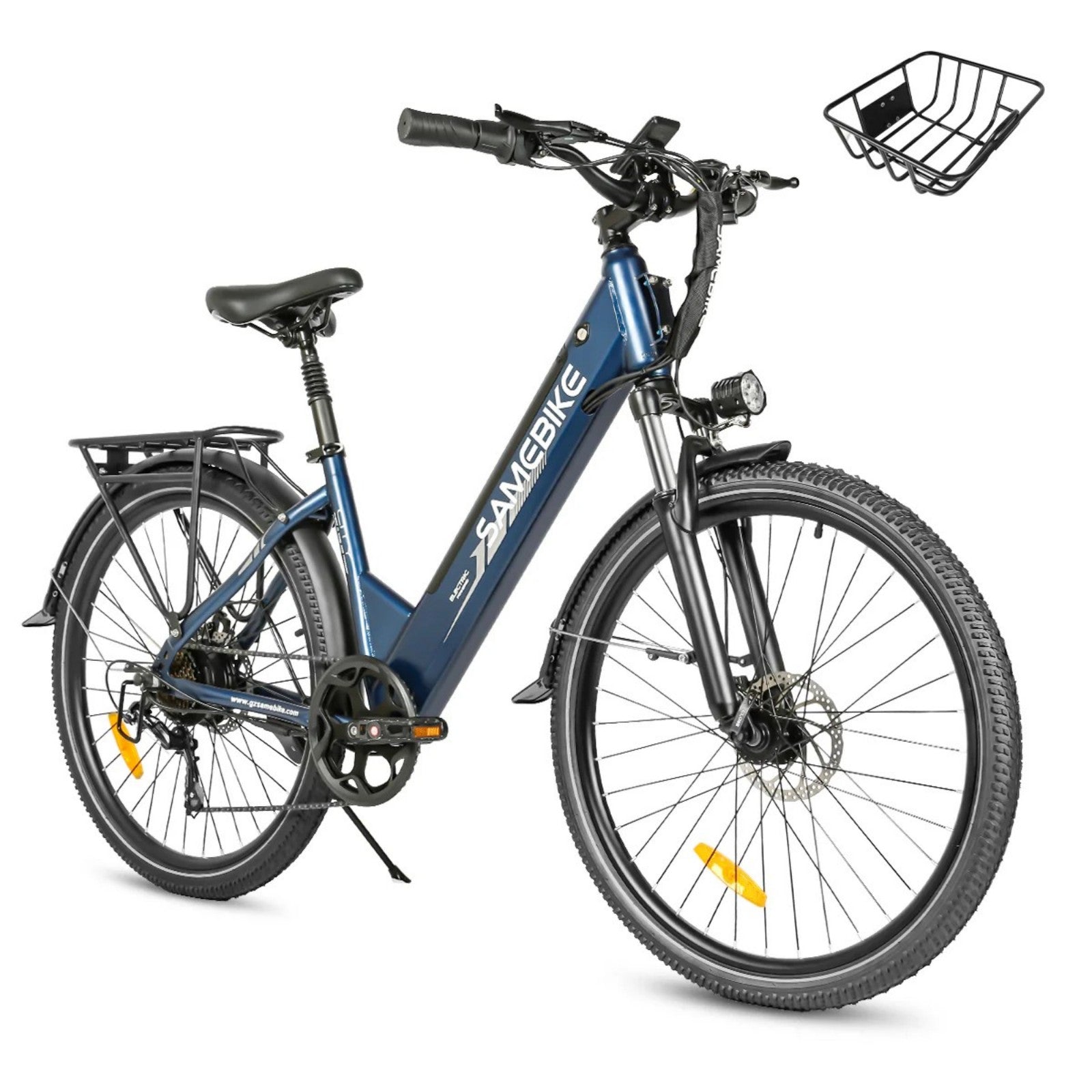 Samebike RS-A01 Pro T Blue Urban Electric Bicycle with Basket