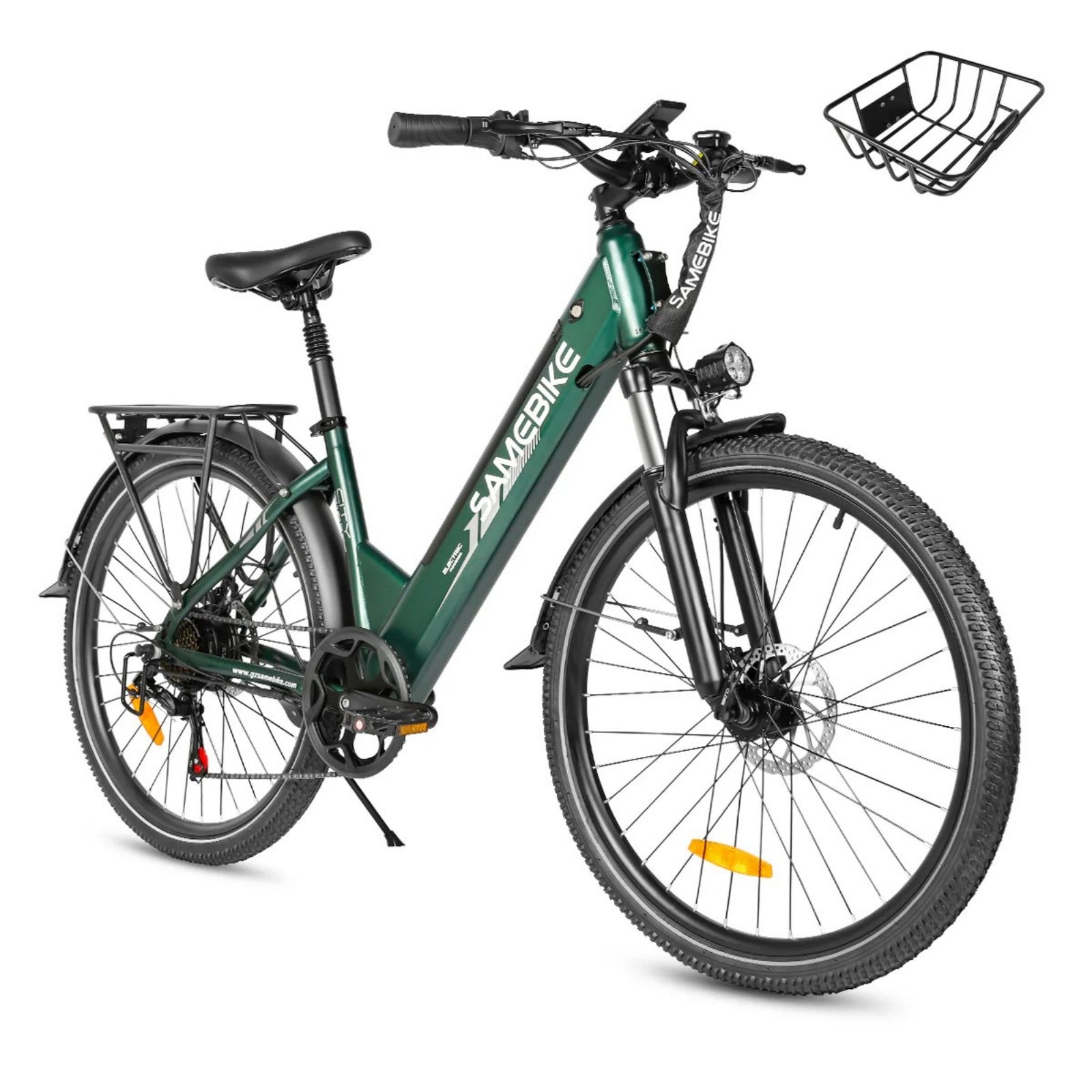 Samebike RS-A01 Pro T Green Urban Electric Bicycle with Basket