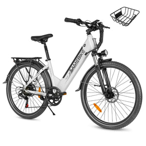 Samebike RS-A01 Pro T White Urban Electric Bicycle with Basket