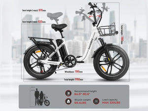 Step through Fat Tire Electric bike Samebike C05 Pro