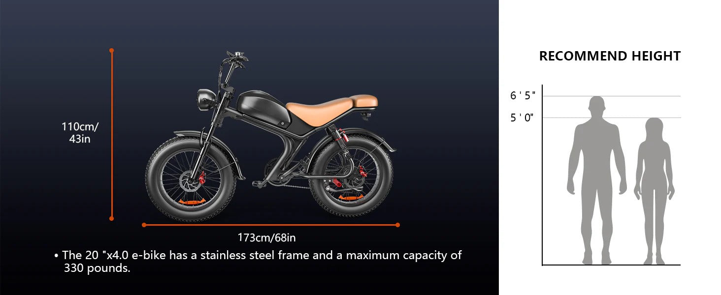 emoko c93 electric bike size