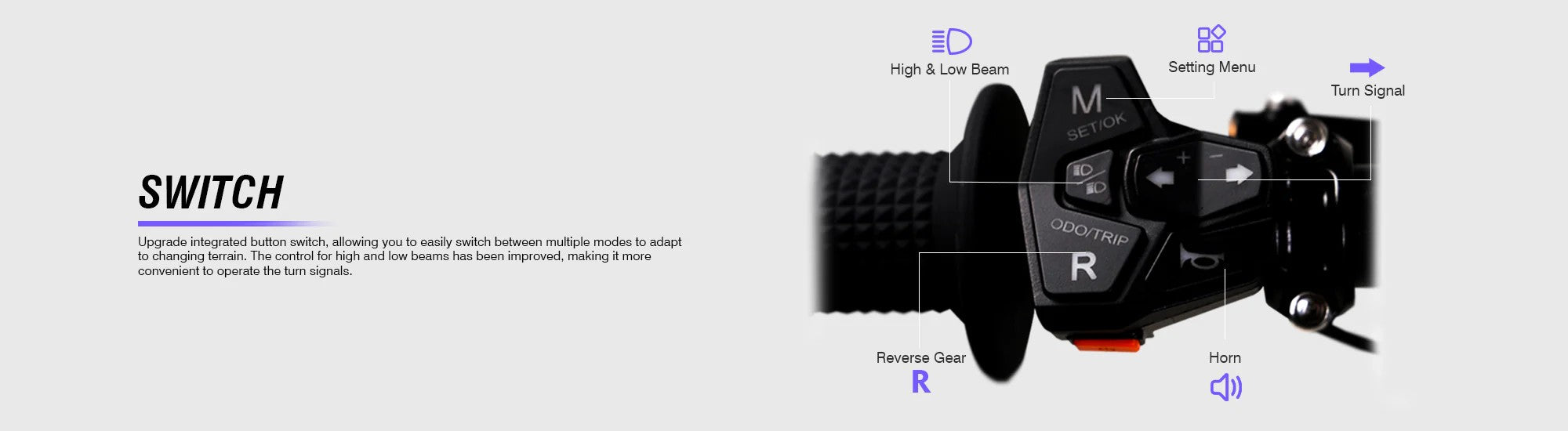 switch button of 79bike electric dirt bikes