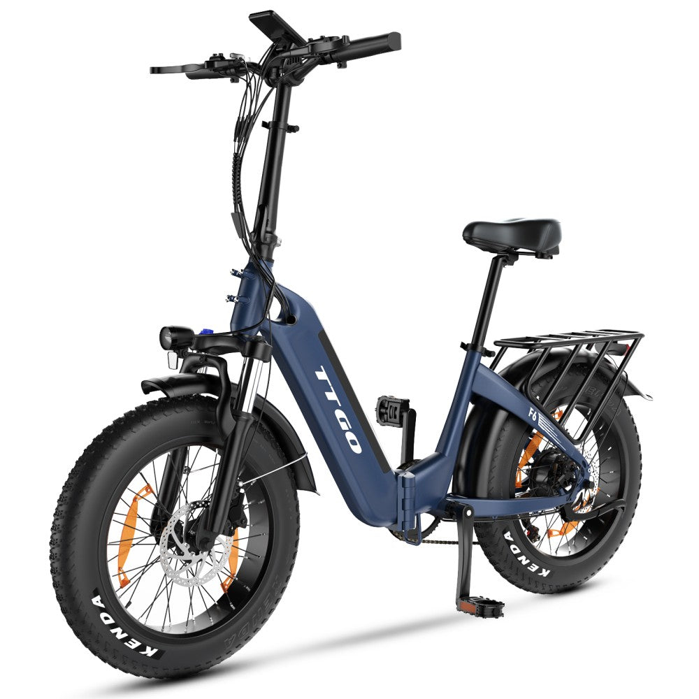 foldable 20inch fat tire ebike blue