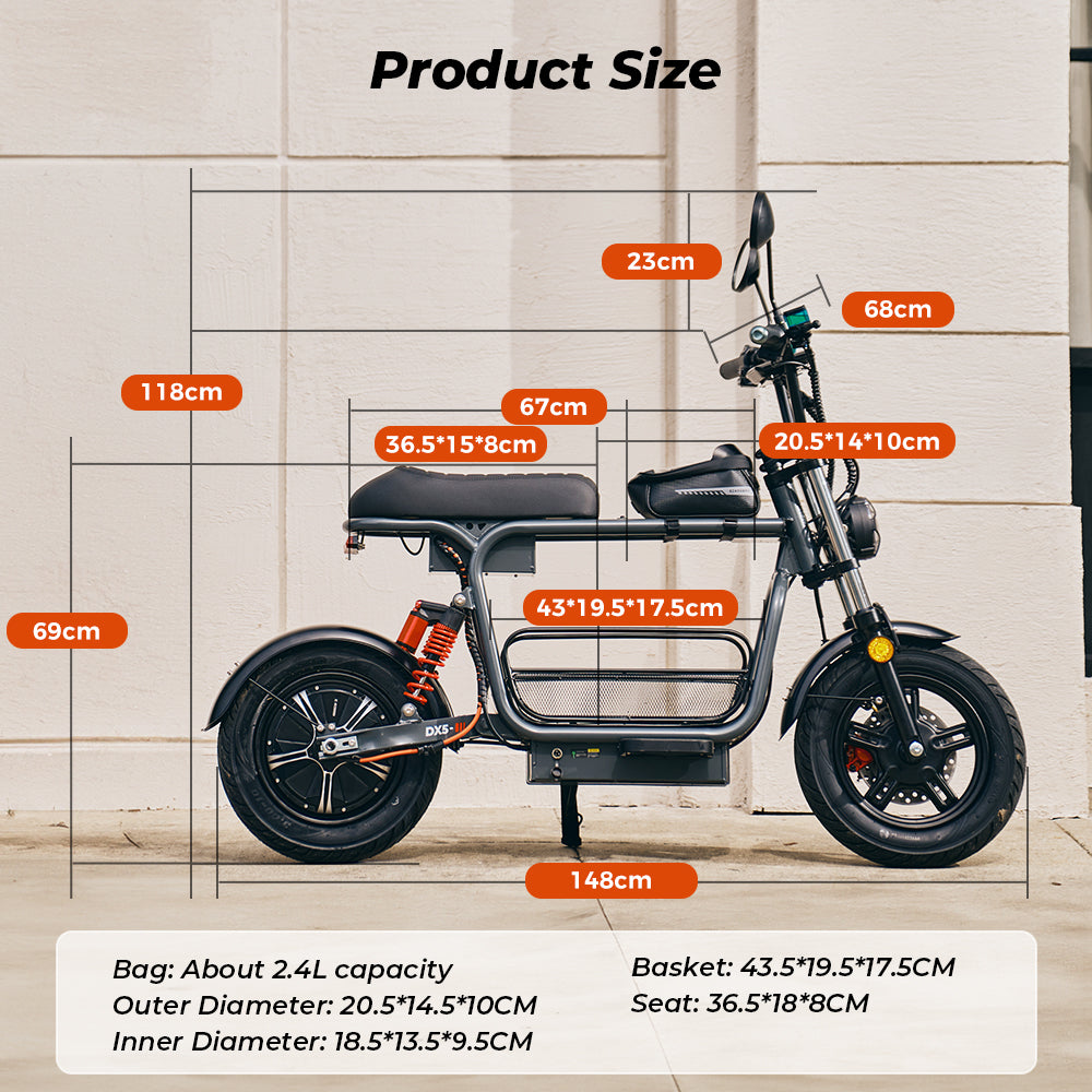 Electric Scooter iscooter DX5 Product Size