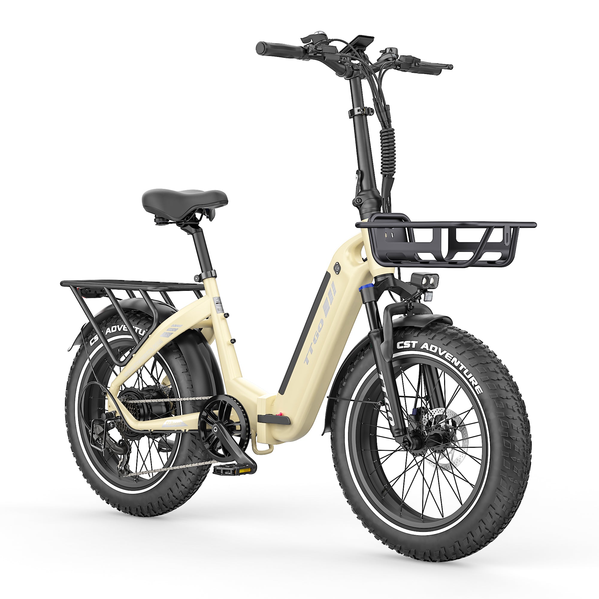 TTGO F6 Boost 20" Folding Fat Tire Electric Bike with Optional Front and Rear Baskets
