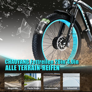 KETELES Electric Bike 26 Inch All Terrain Tires