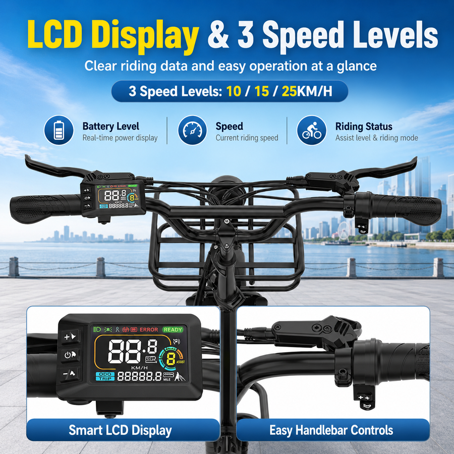 LCD Display & 3 Speed Levels