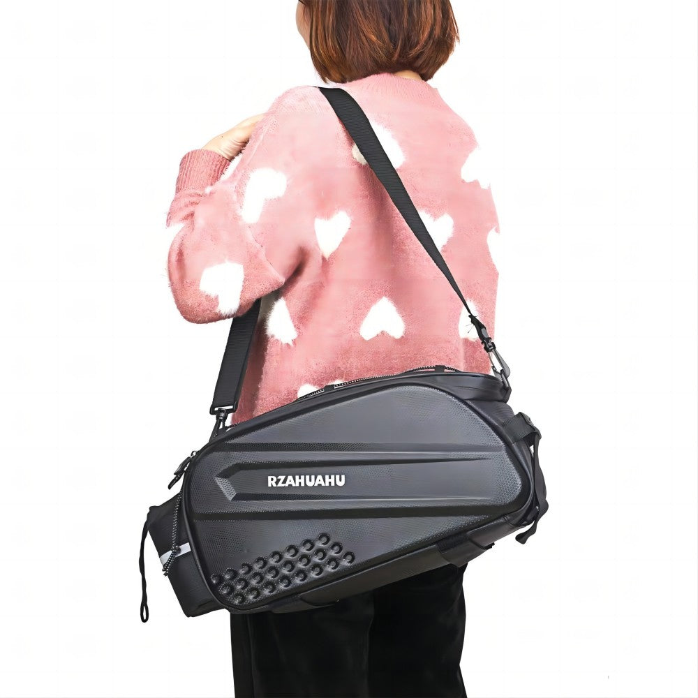 Woman carrying bike bag