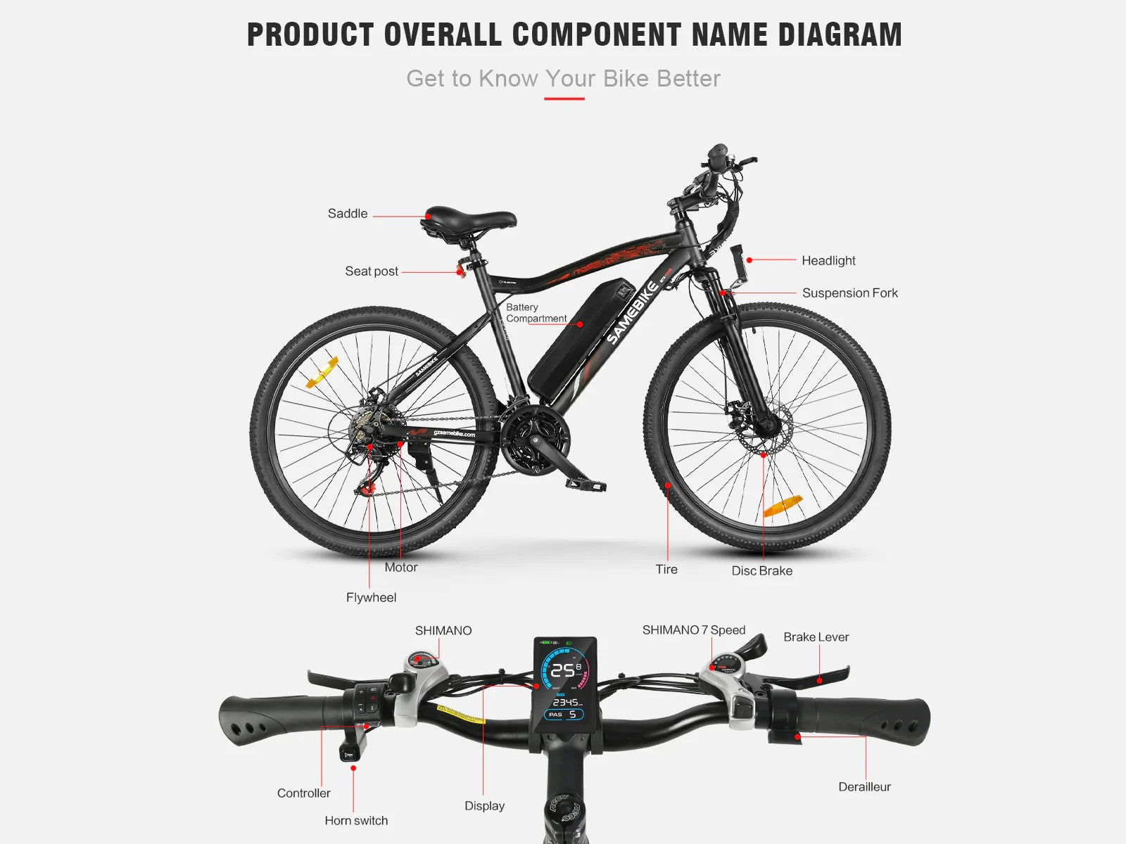 Samebike Electric Bike SY26-II Black Size