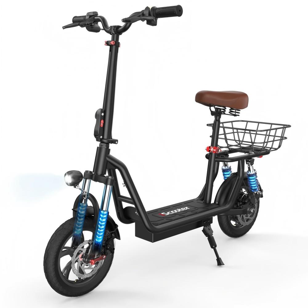 iScooter i12 Electric Scooter 36V 500W 7.5Ah With Seat & Carry Basket