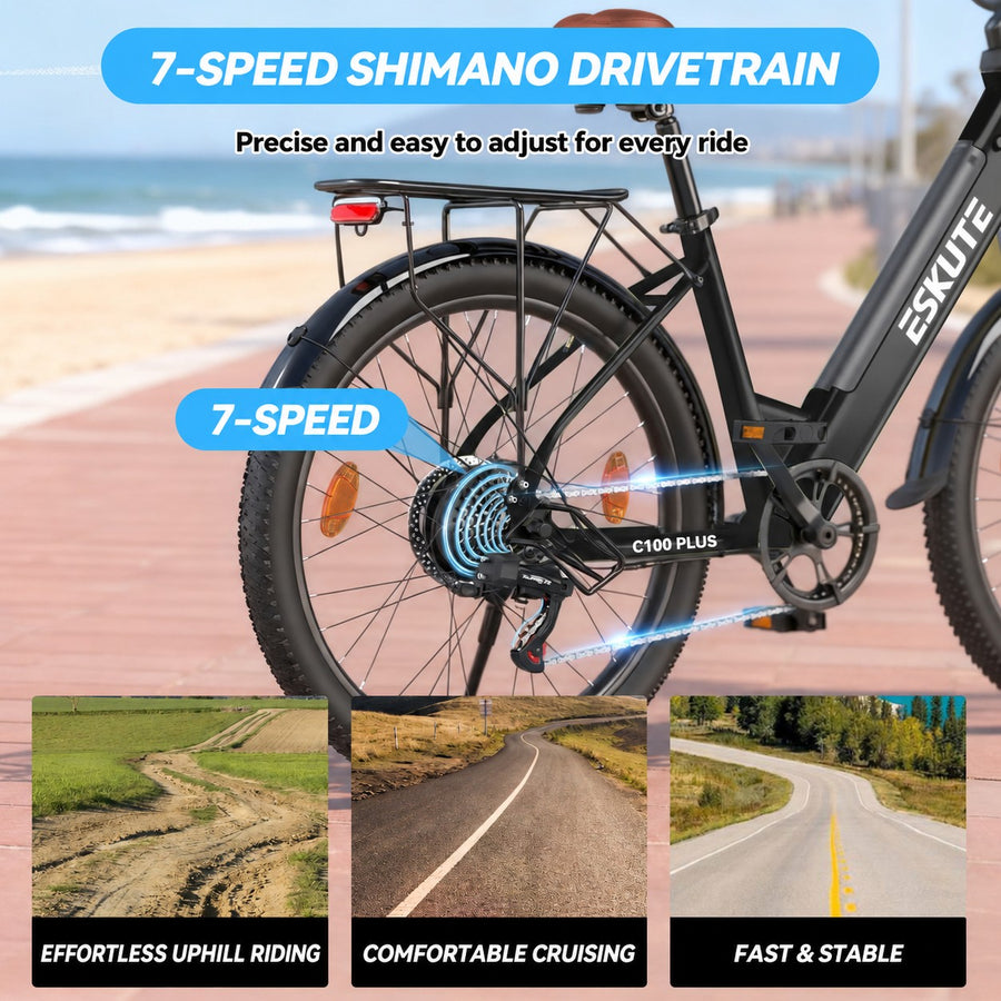 Flexible Shimano 7-Speed Gearing