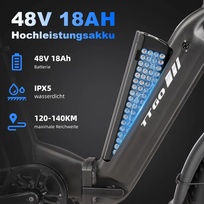 48V 18Ah Battery with 120–140 km Range